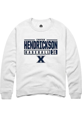 Carter Hendrickson  Rally Xavier Musketeers Mens White NIL Stacked Box Long Sleeve Crew Sweatshirt