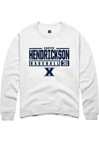 Carter Hendrickson  Rally Xavier Musketeers Mens White NIL Stacked Box Long Sleeve Crew Sweatshirt