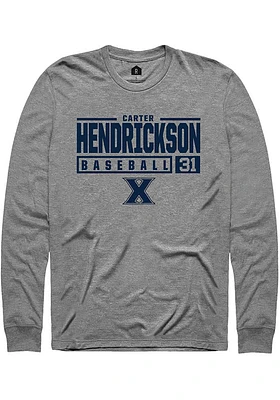 Carter Hendrickson  Xavier Musketeers Graphite Rally NIL Stacked Box Long Sleeve T Shirt