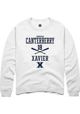 Donavan Canterberry  Rally Xavier Musketeers Mens White NIL Sport Icon Long Sleeve Crew Sweatshi..