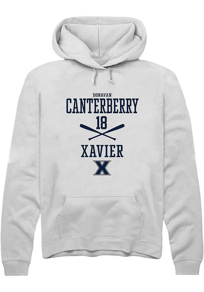 Donavan Canterberry  Rally Xavier Musketeers Mens White NIL Sport Icon Long Sleeve Hoodie