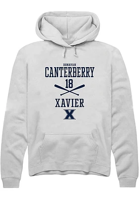 Donavan Canterberry  Rally Xavier Musketeers Mens White NIL Sport Icon Long Sleeve Hoodie