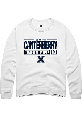 Donavan Canterberry  Rally Xavier Musketeers Mens White NIL Stacked Box Long Sleeve Crew Sweatsh..