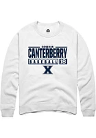 Donavan Canterberry  Rally Xavier Musketeers Mens White NIL Stacked Box Long Sleeve Crew Sweatsh..