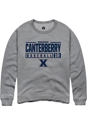 Donavan Canterberry  Rally Xavier Musketeers Mens Grey NIL Stacked Box Long Sleeve Crew Sweatshi..