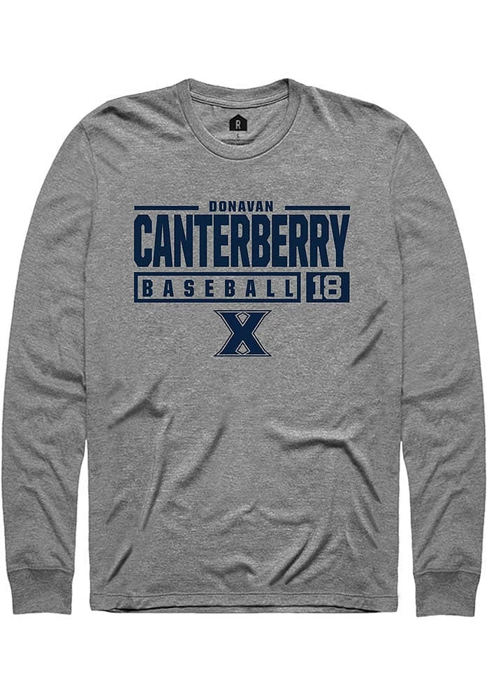 Donavan Canterberry  Xavier Musketeers Graphite Rally NIL Stacked Box Long Sleeve T Shirt