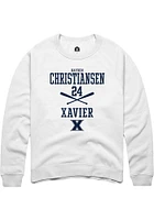 Hayden Christiansen  Rally Xavier Musketeers Mens White NIL Sport Icon Long Sleeve Crew Sweatshirt