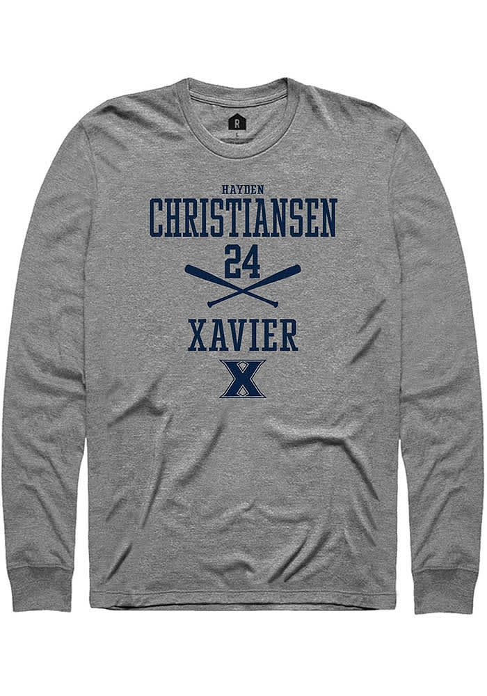 Hayden Christiansen  Xavier Musketeers Graphite Rally NIL Sport Icon Long Sleeve T Shirt