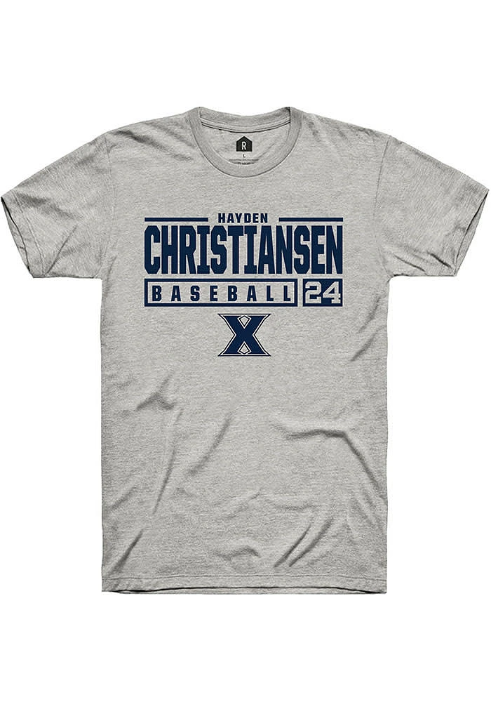 Hayden Christiansen  Xavier Musketeers Ash Rally NIL Stacked Box Short Sleeve T Shirt