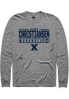 Hayden Christiansen  Xavier Musketeers Graphite Rally NIL Stacked Box Long Sleeve T Shirt