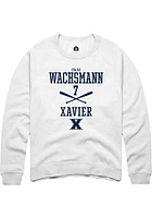 Isaac Wachsmann  Rally Xavier Musketeers Mens White NIL Sport Icon Long Sleeve Crew Sweatshirt