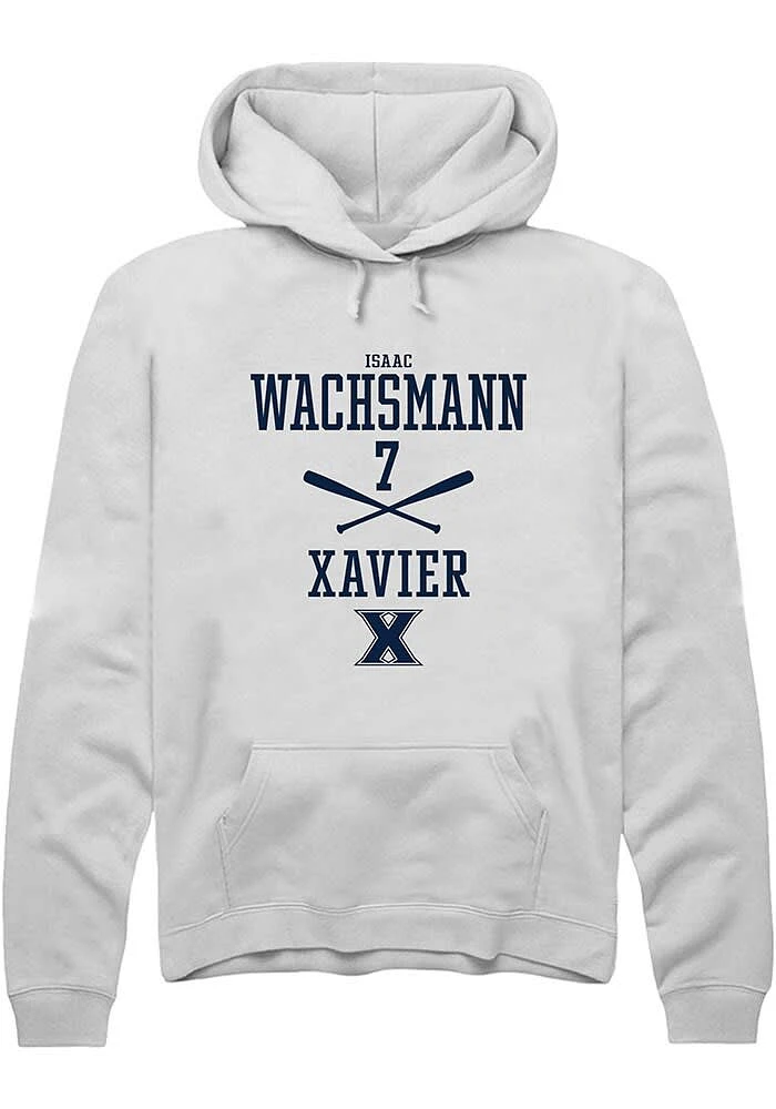 Isaac Wachsmann  Rally Xavier Musketeers Mens White NIL Sport Icon Long Sleeve Hoodie