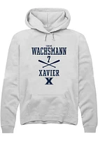 Isaac Wachsmann  Rally Xavier Musketeers Mens White NIL Sport Icon Long Sleeve Hoodie