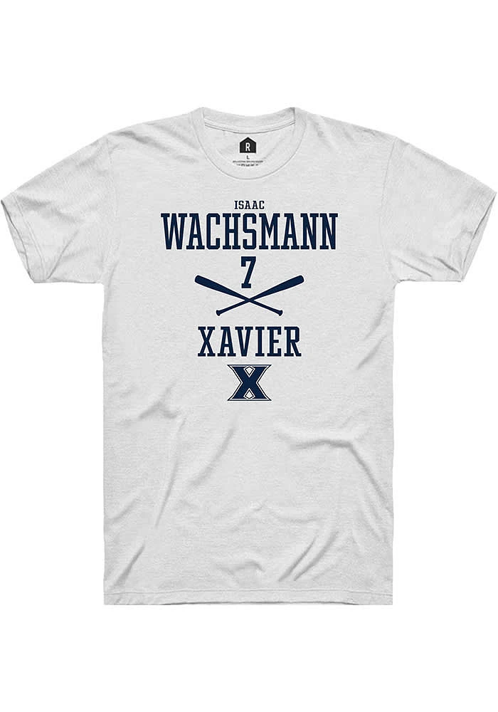 Isaac Wachsmann  Xavier Musketeers White Rally NIL Sport Icon Short Sleeve T Shirt