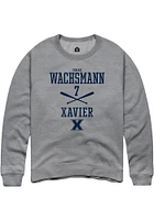 Isaac Wachsmann  Rally Xavier Musketeers Mens Graphite NIL Sport Icon Long Sleeve Crew Sweatshirt