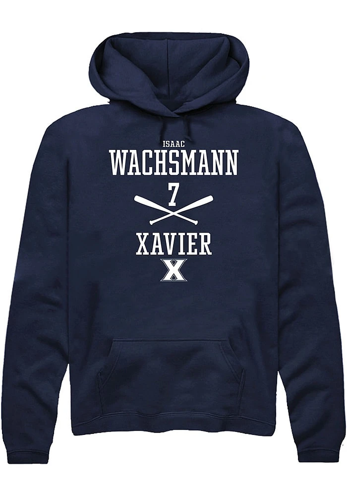 Isaac Wachsmann  Rally Xavier Musketeers Mens Navy Blue NIL Sport Icon Long Sleeve Hoodie