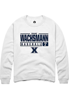 Isaac Wachsmann Rally Xavier Musketeers Mens NIL Stacked Box Long Sleeve Crew Sweatshirt