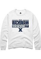 Isaac Wachsmann  Rally Xavier Musketeers Mens White NIL Stacked Box Long Sleeve Crew Sweatshirt