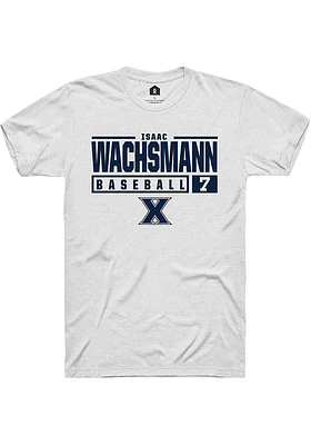 Isaac Wachsmann  Xavier Musketeers White Rally NIL Stacked Box Short Sleeve T Shirt