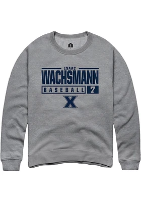 Isaac Wachsmann  Rally Xavier Musketeers Mens Graphite NIL Stacked Box Long Sleeve Crew Sweatshirt