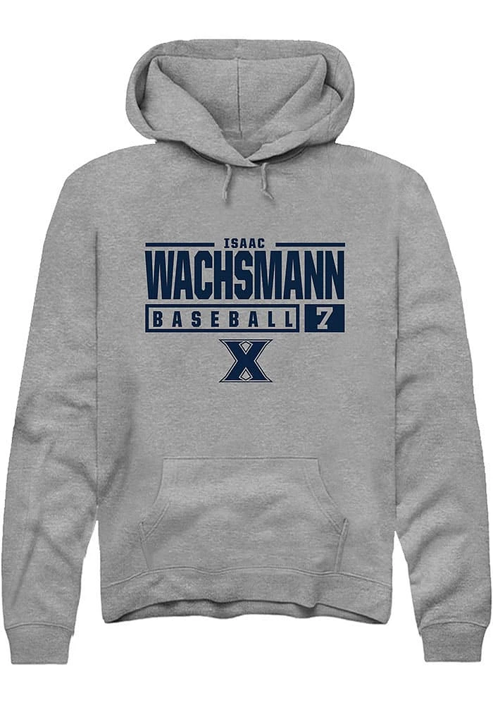 Isaac Wachsmann  Rally Xavier Musketeers Mens Graphite NIL Stacked Box Long Sleeve Hoodie