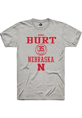 Henry Burt  Nebraska Cornhuskers Ash Rally NIL Sport Icon Short Sleeve T Shirt