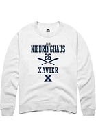 Jack Niedringhaus  Rally Xavier Musketeers Mens White NIL Sport Icon Long Sleeve Crew Sweatshirt