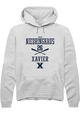 Jack Niedringhaus  Rally Xavier Musketeers Mens White NIL Sport Icon Long Sleeve Hoodie