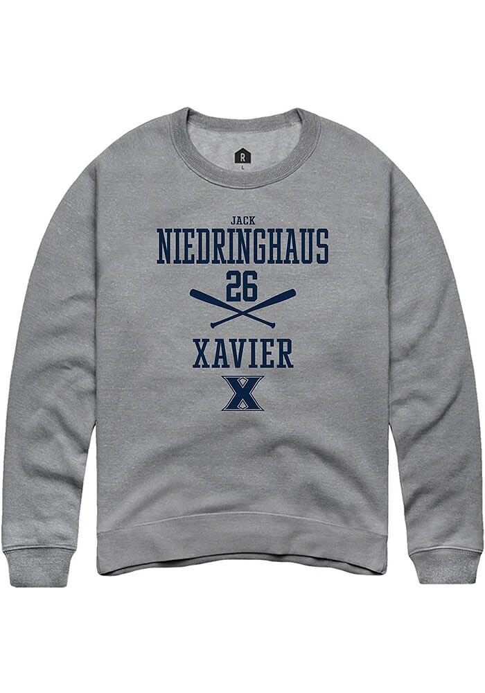 Jack Niedringhaus  Rally Xavier Musketeers Mens Graphite NIL Sport Icon Long Sleeve Crew Sweatshir..