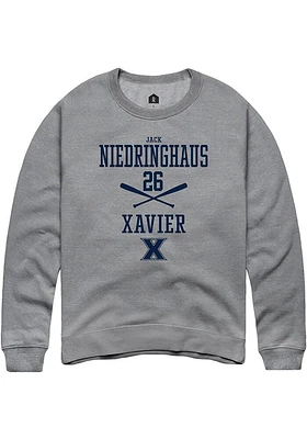 Jack Niedringhaus  Rally Xavier Musketeers Mens Graphite NIL Sport Icon Long Sleeve Crew Sweatshir..