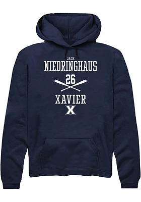 Jack Niedringhaus  Rally Xavier Musketeers Mens Navy Blue NIL Sport Icon Long Sleeve Hoodie