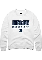 Jack Niedringhaus  Rally Xavier Musketeers Mens White NIL Stacked Box Long Sleeve Crew Sweatshir..