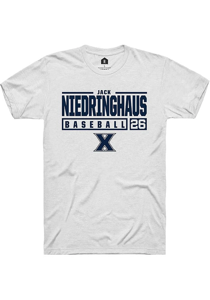 Jack Niedringhaus  Xavier Musketeers White Rally NIL Stacked Box Short Sleeve T Shirt