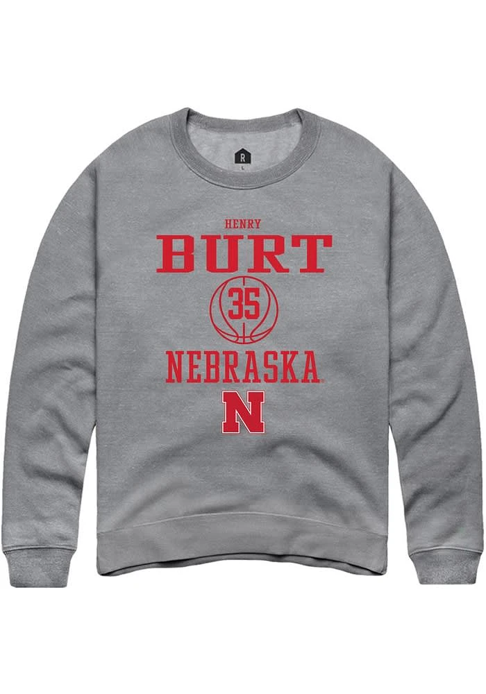 Henry Burt Rally Nebraska Cornhuskers Mens Graphite NIL Sport Icon Long Sleeve Crew Sweatshirt