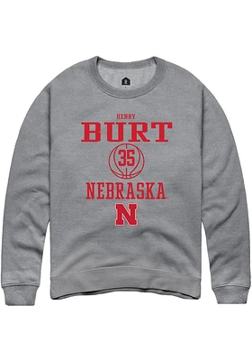 Henry Burt  Rally Nebraska Cornhuskers Mens Graphite NIL Sport Icon Long Sleeve Crew Sweatshirt