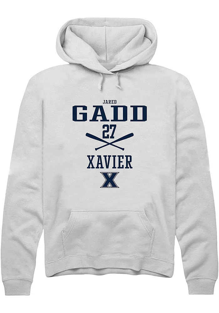 Jared Gadd  Rally Xavier Musketeers Mens White NIL Sport Icon Long Sleeve Hoodie