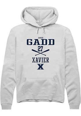 Jared Gadd  Rally Xavier Musketeers Mens White NIL Sport Icon Long Sleeve Hoodie