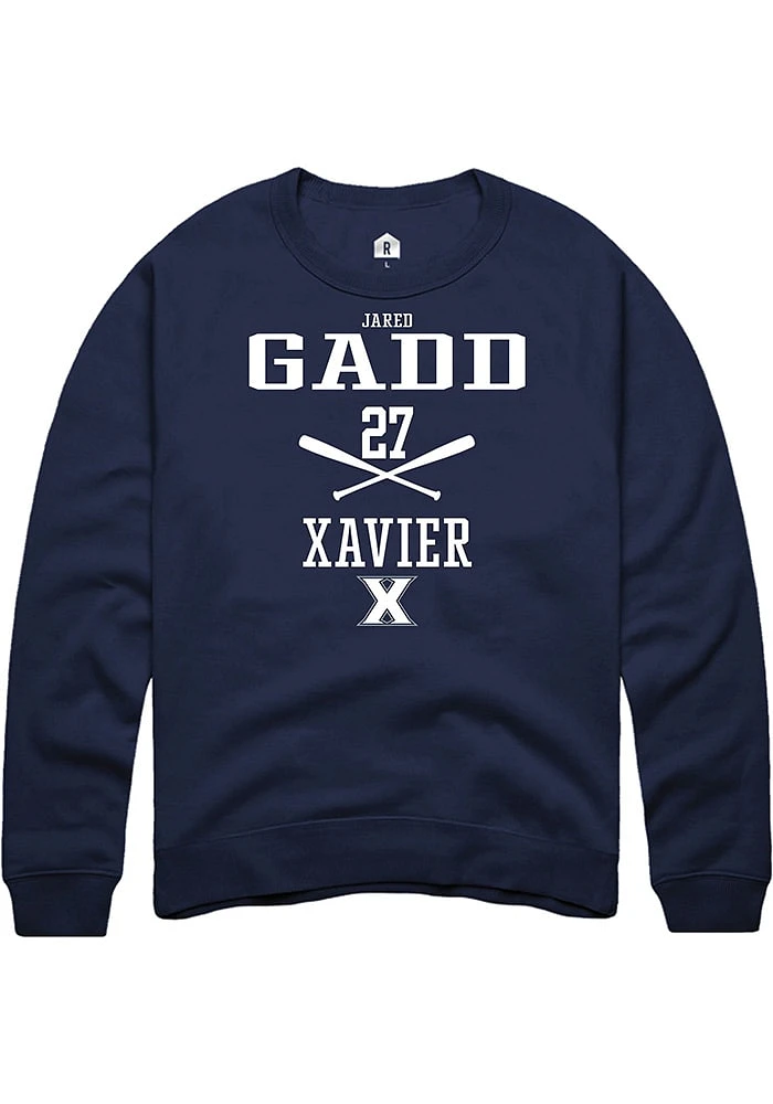 Jared Gadd  Rally Xavier Musketeers Mens Navy Blue NIL Sport Icon Long Sleeve Crew Sweatshirt