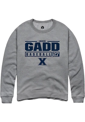 Jared Gadd  Rally Xavier Musketeers Mens Graphite NIL Stacked Box Long Sleeve Crew Sweatshirt