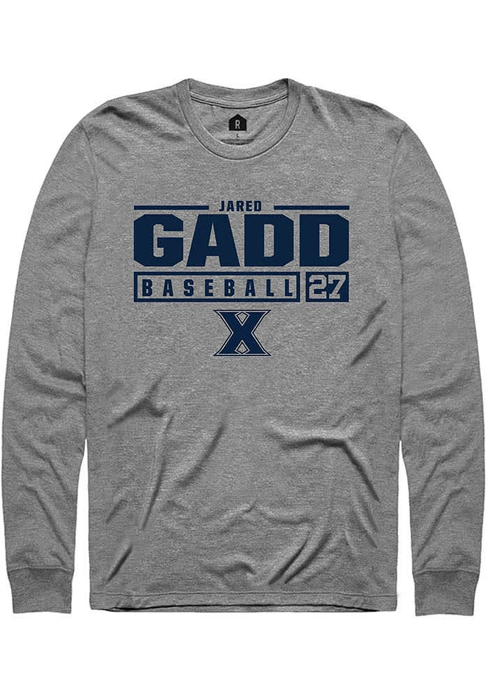 Jared Gadd  Xavier Musketeers Graphite Rally NIL Stacked Box Long Sleeve T Shirt