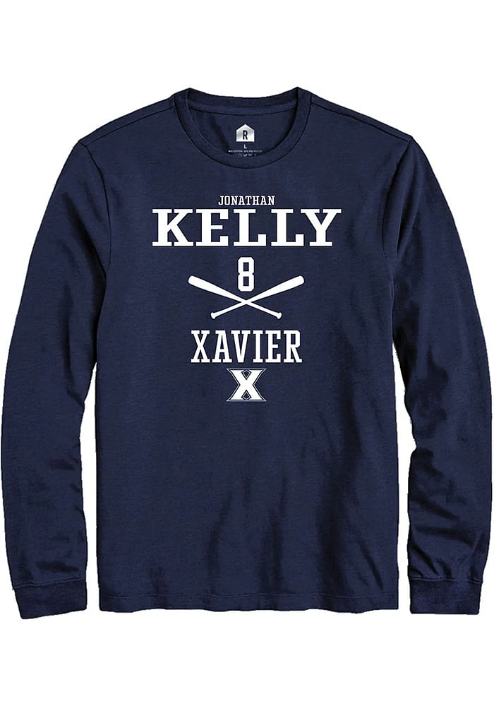 Jonathan Kelly  Xavier Musketeers Navy Blue Rally NIL Sport Icon Long Sleeve T Shirt