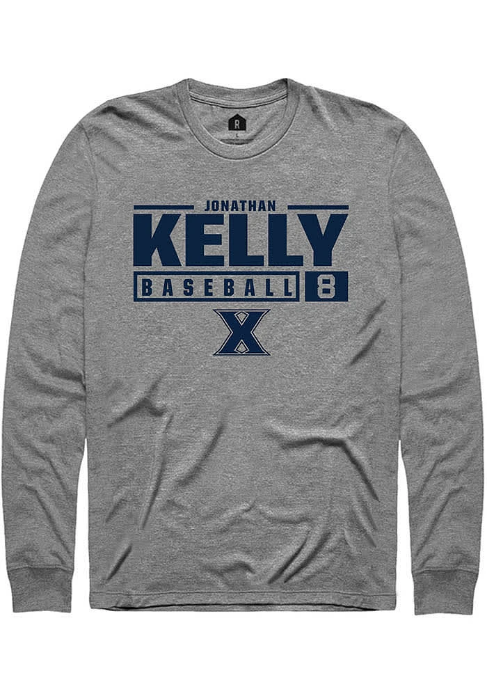 Jonathan Kelly  Xavier Musketeers Graphite Rally NIL Stacked Box Long Sleeve T Shirt