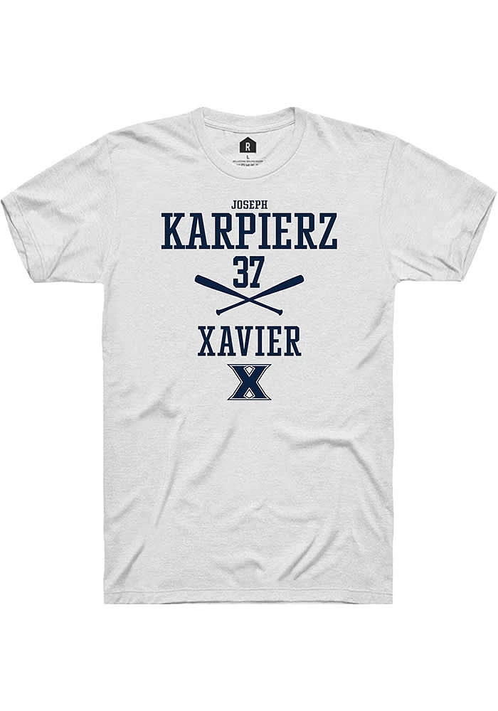 Joseph Karpierz  Xavier Musketeers White Rally NIL Sport Icon Short Sleeve T Shirt