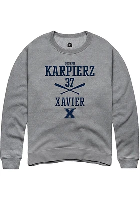 Joseph Karpierz  Rally Xavier Musketeers Mens Graphite NIL Sport Icon Long Sleeve Crew Sweatshirt