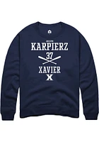 Joseph Karpierz  Rally Xavier Musketeers Mens Navy Blue NIL Sport Icon Long Sleeve Crew Sweatshi..