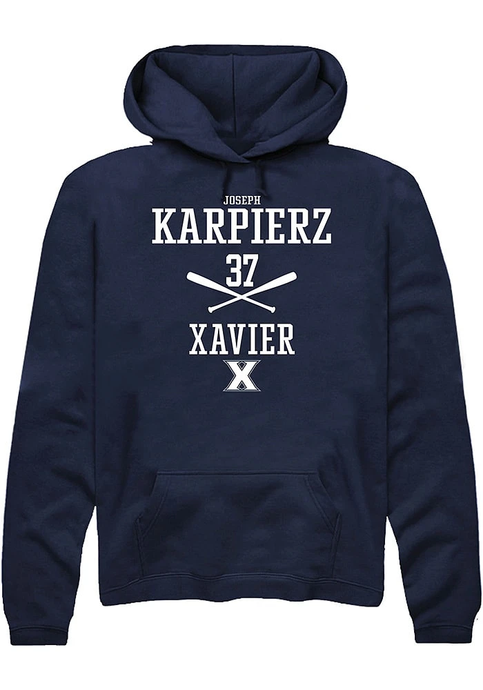 Joseph Karpierz  Rally Xavier Musketeers Mens Navy Blue NIL Sport Icon Long Sleeve Hoodie