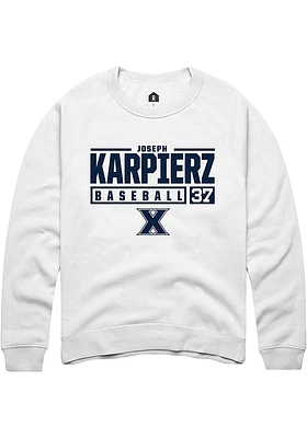 Joseph Karpierz Rally Xavier Musketeers Mens NIL Stacked Box Long Sleeve Crew Sweatshirt