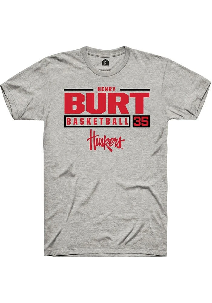 Henry Burt Nebraska Cornhuskers Ash Rally NIL Stacked Box Short Sleeve T Shirt