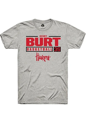 Henry Burt  Nebraska Cornhuskers Ash Rally NIL Stacked Box Short Sleeve T Shirt