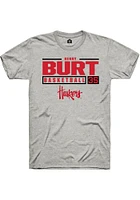 Henry Burt  Nebraska Cornhuskers Ash Rally NIL Stacked Box Short Sleeve T Shirt